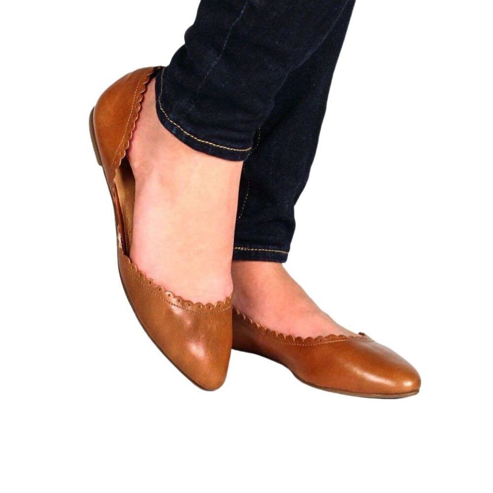 New! Jack Rogers Chantel Caramel d’Orsay Leather Flats Sz 7.5